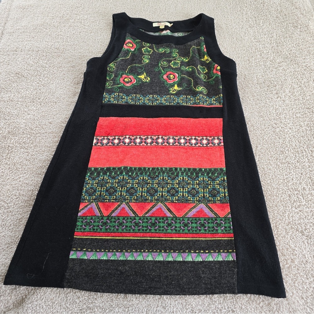 Aryeh Sleeveless Boho-chic Shift Dress Striped/floral Pattern Statement! Size XL